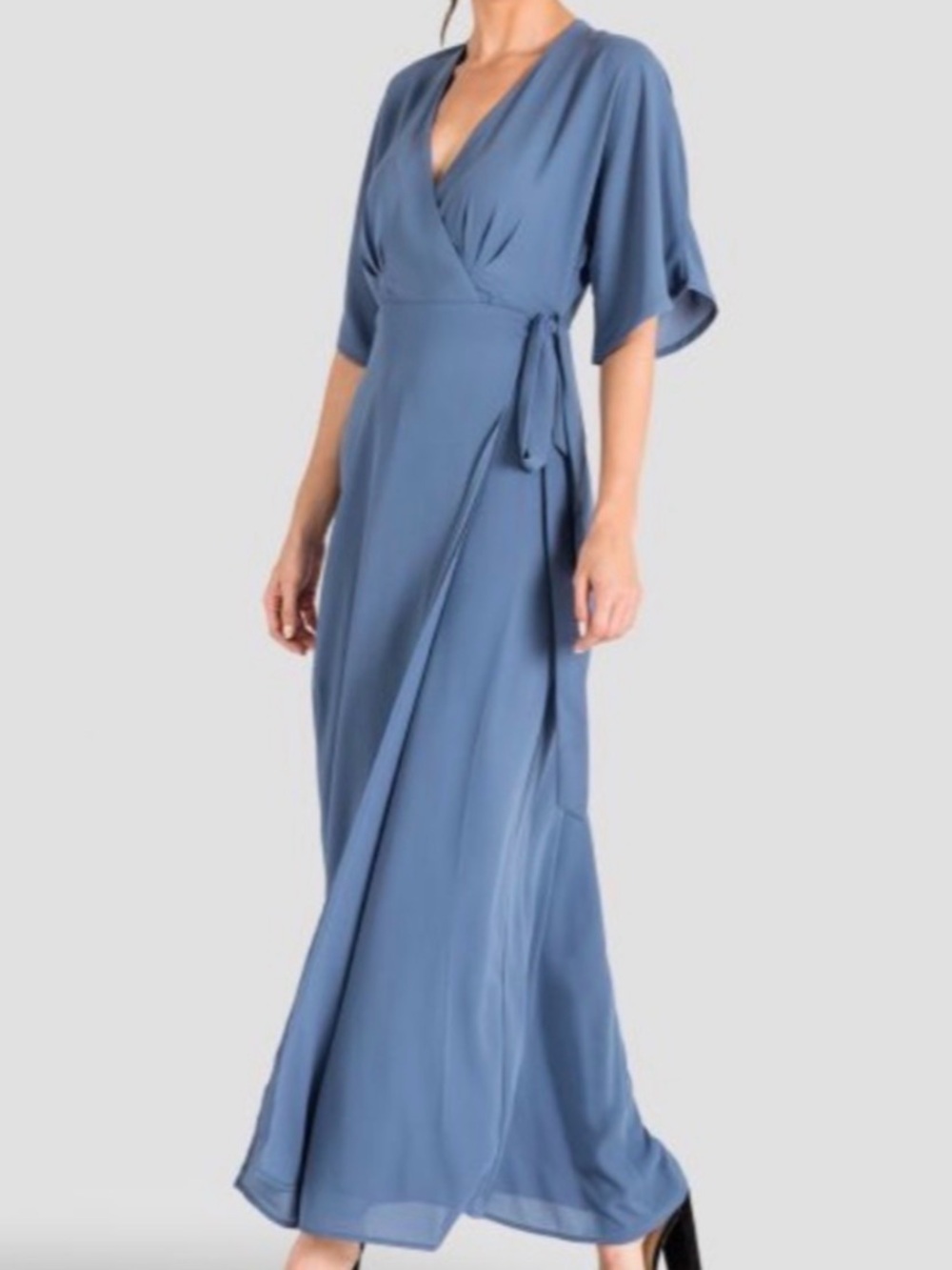 Reformation Winslow Wrap Maxi Dress in cornflower blue size small
